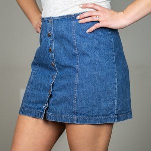 Vintage Blue Button Panel Denim Skirt